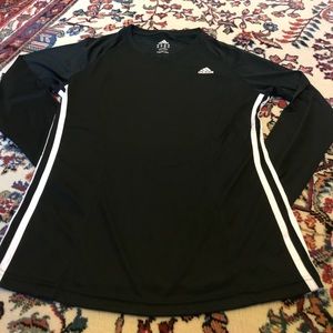Adidas Longsleeve Three Bar wicking shirt. NWOT